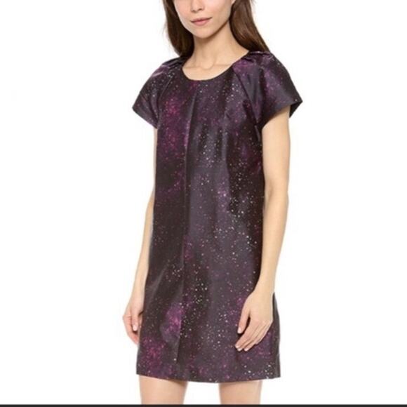 Club Monaco Women's Silk Ophelia Galaxy Print Constellation Shift Dress sz 4 - Picture 1 of 7